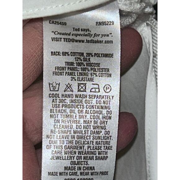 Ted Baker London Kitta Coquette Romantic Office Boho White Front Lace Top - Picture 8 of 12